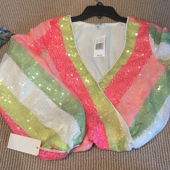 NWT BTFL-life sequined stripe line multi top size XS/small - Picture 12 of 12